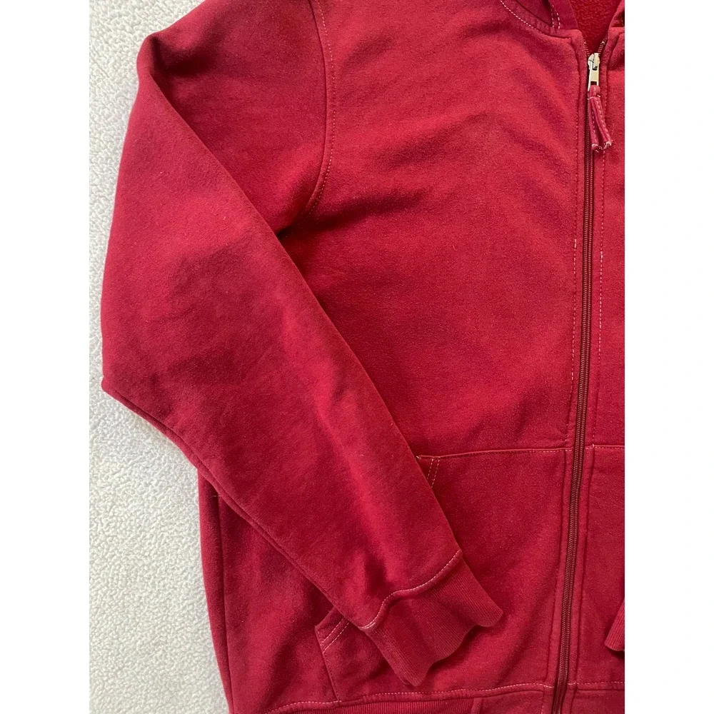 True Religion Mens Large Zip Hoodie Red Buddha Logo Back Graphic Sweatshirt